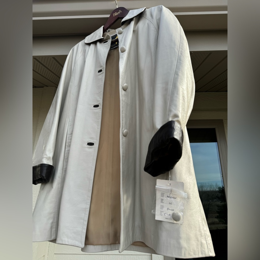 NWT Vintage Italian Leather Trench Coat - Picture 5 of 16
